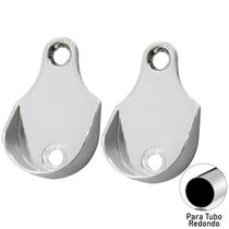 Kit 2 Peças Cabide Lateral Redondo Cromado 4,3cm Para Tubo Armário Closet Guarda Roupa Cabideiro Arara