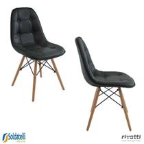 Kit 2 Peças Cadeira Eiffel PU Base de Madeira DESMONTADA Preta ou Nude - Rivatti