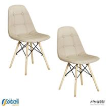 Kit 2 Peças Cadeira Eiffel PU Base de Madeira DESMONTADA Preta ou Nude - Rivatti