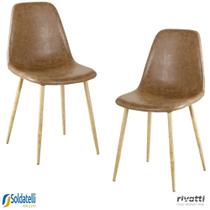 Kit 2 Peças Cadeira Tânia em PU Marrom Vintage Base Clara - Rivatti
