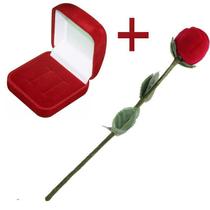 kit 2 peças Caixinha de Veludo Rosa com cabo e mais uma caixinha de alianças de veludo Cor Vermelha - Estojo para Jóias