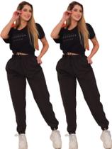 Kit 2 Peças - Calça Feminina Jogger Esportiva Bomber com Elastano Kit 2 Peças - Calça Feminina Jogger Esportiva Bomber com Elastano