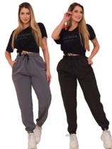 Kit 2 Peças - Calça Feminina Jogger Esportiva Bomber com Elastano Kit 2 Peças - Calça Feminina Jogger Esportiva Bomber com Elastano