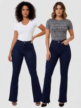 KIT 2 Peças - Calça Feminino Flare Jeans Escuro KIT 2 Peças - Calça Feminino Flare Jeans Escuro