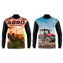 Kit 2 Peças Camisa Agro Manga Longa Masculina Proteção Uv 50