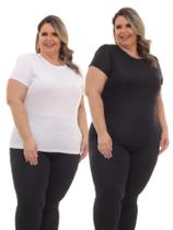 Kit 2 Peças - Camiseta Feminina Dry Fit Plus Size Poliester Academia