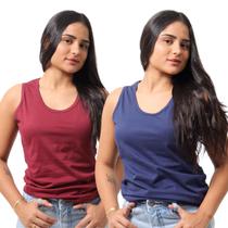 Kit 2 Peças Camiseta Regata Feminina Algodão Leve Confortável Versátil