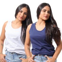 Kit 2 Peças Camiseta Regata Feminina Algodão Leve Confortável Versátil