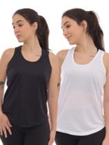 Kit 2 Peças - Camiseta Regata Feminina Dry Fit Estampada Poliester Academia