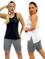 Kit 2 Peças - Camiseta Regata Feminina Tapa Bumbum Mullet Academia Fitness