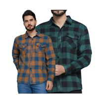 Kit 2 Peças Camisetas Masculina Xadrez Flanelada Manga Longa Com Bolsos Premium Kit 2 Peças Camisetas Masculina Xadrez Flanelada Manga Longa Com Bolsos Premium