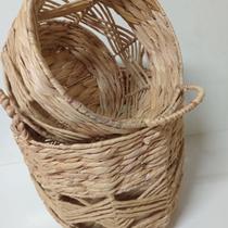 KIT 2 PEÇAS CESTA HOME&CO FIBRA NATURAL - CESTO G:33x36x36 CESTO P:26x30x30 cm