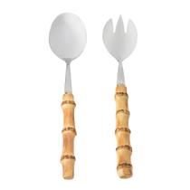 Kit 2 Peças com Colher e Garfo para Salada Bamboo Natural Kenya