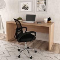 Kit 2 Peças com Escrivaninha 163cm com Cadeira de Escritório Diretor Tela Mesh
