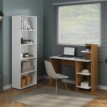 Kit 2 Peças com Escrivaninha 3 Praleiras com Estante para Livros 5 Prateleiras Kit 2 Peças com Escrivaninha 3 Praleiras com Estante para Livros 5 Prateleiras