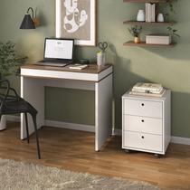 Kit 2 Peças com Escrivaninha Compacta e Armazenamento Inteligente e Gaveteiro 3 Gavetas Kit 2 Peças com Escrivaninha Compacta e Armazenamento Inteligente e Gaveteiro 3 Gavetas