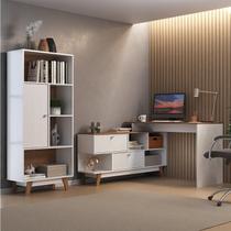 Kit 2 Peças com Escrivaninha em L e Estante 1 Porta Retrô