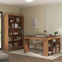 Kit 2 Peças com Escrivaninha em L e Estante para Livros Andorra Espresso Móveis