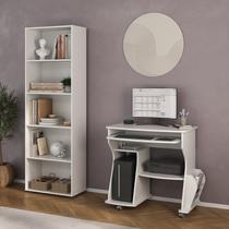 Kit 2 Peças com Escrivaninha para Computador Cpu e Estante para Livros 5 Prateleiras Kit 2 Peças com Escrivaninha para Computador Cpu e Estante para Livros 5 Prateleiras