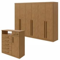 Kit 2 Peças com Guarda-Roupa 6 Portas e Cômoda 6 Gavetas Bertha e da Vinci Marrom Amêndoa Clean Kit 2 Peças com Guarda-Roupa 6 Portas e Cômoda 6 Gavetas Bertha e da Vinci Marrom Amêndoa Clean