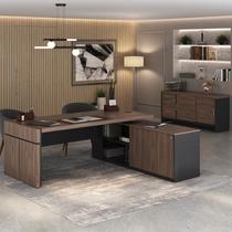 Kit 2 Peças com Mesa para Escritório Diretor em L em Tamburato e Armário Multiuso Baixo