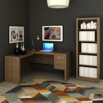 Kit 2 Peças com Mesa para Escritório em L e Estante Livreiro