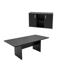 Kit 2 Peças com Mesa Reunião 6 Lugares e Armário Baixo Credenza Office