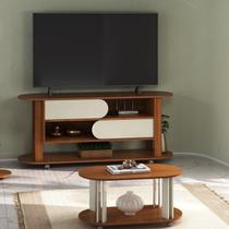 Kit 2 Peças com Rack para TV até 65 Polegadas e Mesa de Centro Mundi Marrom Cedro/Off White Kit 2 Peças com Rack para TV até 65 Polegadas e Mesa de Centro Mundi Marrom Cedro/Off White
