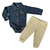 Kit 2 Peças Completo Pagão Bebe Mijão Camisa Jeans Luxo Kit 2 Peças Completo Pagão Bebe Mijão Camisa Jeans Luxo