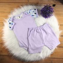 Kit 2 Peças Conforto Body Curto e Shorts Bebê c Bolso 100 Algodão