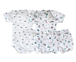 Kit 2 Peças - Conjunto Body Estampado Manga Curta + Shorts em Ribana. Combinação perfeita para o bebê ficar mais lindo e bem fresquinho neste calor Kit 2 Peças - Conjunto Body Estampado Manga Curta + Shorts em Ribana. Combinação perfeita para o bebê ficar mais lindo e bem fresquinho neste calor