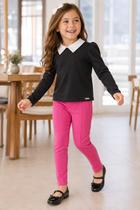 Kit 2 Peças Conjunto Infantil Menina Meia Estação Camisa Gola Tamanho:8Cor:Preto/Pink