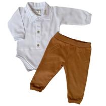 Kit 2 Peças Conjunto Pagão Bebê Recém Nascido Camisa Social