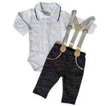 Kit 2 Peças Conjunto Pagão Body Completo Bebê Suspensório Kit 2 Peças Conjunto Pagão Body Completo Bebê Suspensório