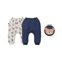 Kit 2 Peças Culote Bebê Menino Moletom Urso Jogador Upi Uli