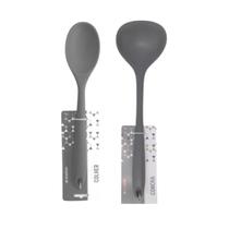 Kit 2 Peças de Utensílios Concha e Colher Cinza - UNIVENDAS