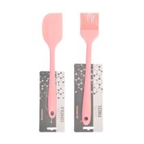 Kit 2 Peças de Utensílios Pincel e Espátula Rosa