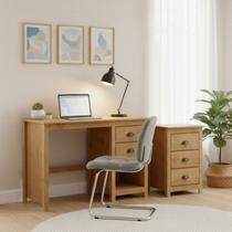 Kit 2 Peças Escrivaninha C/ 2 Gavetas e Gaveteiro 3 gavetas 100% Madeira Maciça - Linha Topázio Kit 2 Peças Escrivaninha C/ 2 Gavetas e Gaveteiro 3 gavetas 100% Madeira Maciça - Linha Topázio