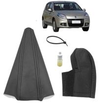 Kit 2 Peças Forro Coifa E Capa Couro Console Câmbio Manual Sandero Vibe 2008 Á 2014