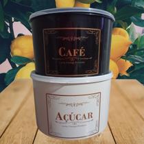 Kit 2 Peças Jogo De Mantimentos Café Açúcar Vintage 2 Litros Plástico Organização Cozinha