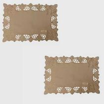 Kit 2 Peças Lugar Americano Bordado Tulipas Beige 35x50cm Kit 2 Peças Lugar Americano Bordado Tulipas Beige 35x50cm