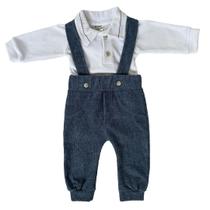 Kit 2 Peças Macacão Body Roupinha Bebê Suspensório Plush