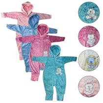 Kit 2 Peças Macacão de Plush Bebê Bordado com Capuz Quentinho Menina Menino Cores Sortidas Kit 2 Peças Macacão de Plush Bebê Bordado com Capuz Quentinho Menina Menino Cores Sortidas