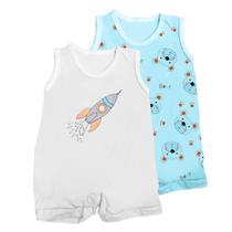 Kit 2 Peças Macaquinho Bebê Regata Estampado Enxoval Verão Kit 2 Peças Macaquinho Bebê Regata Estampado Enxoval Verão