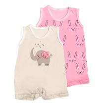 Kit 2 Peças Macaquinho Bebê Regata Estampado Enxoval Verão Kit 2 Peças Macaquinho Bebê Regata Estampado Enxoval Verão