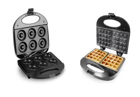 Kit 2 Peças Maquina 6 Rosquinha Donut +Waffle 220 Volts
