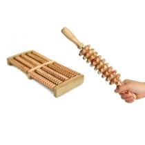 Kit 2 Peças Massagem Massageador Madeira Terapia Kit 2 Peças Massagem Massageador Madeira Terapia