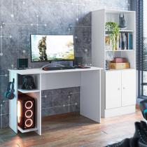 Kit 2 Peças Mesa Escritório/Gamer e Armário 2 Portas 5 Prateleiras Espresso Móveis Kit 2 Peças Mesa Escritório/Gamer e Armário 2 Portas 5 Prateleiras Espresso Móveis