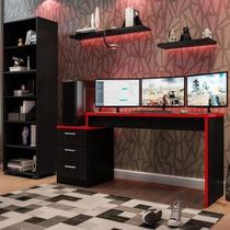 Kit 2 Peças Mesa Escrivaninha Gamer e Estante 5 Prateleiras Kit 2 Peças Mesa Escrivaninha Gamer e Estante 5 Prateleiras