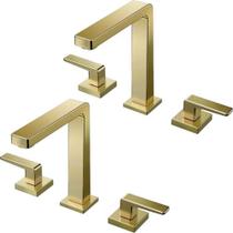 Kit 2 Peças Misturador Banheiro Mesa Docol Stilo Ouro Polido
